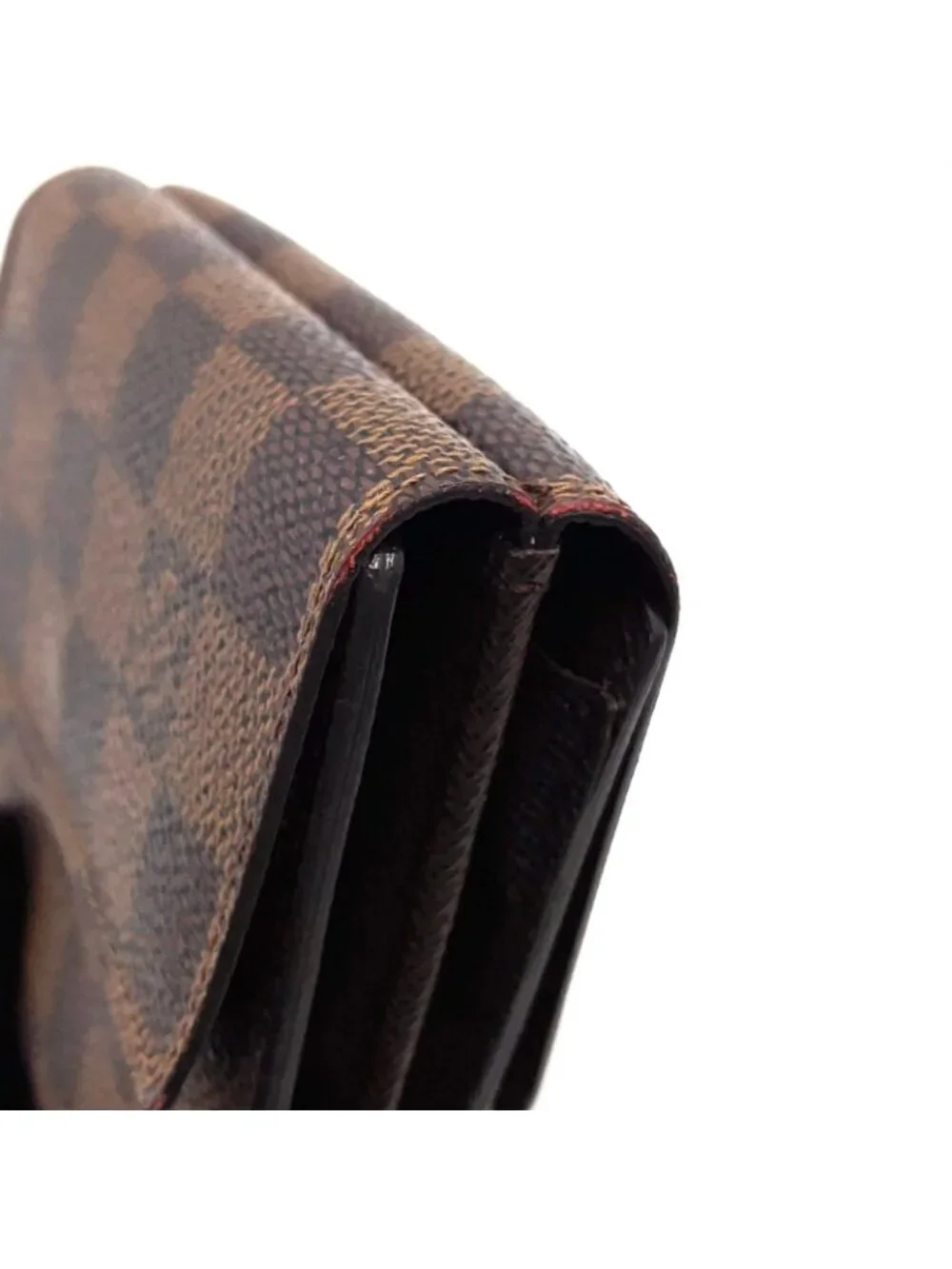 Louis Vuitton Portefeuille Elise Damier Ebene Leather with Initials Brown Hook